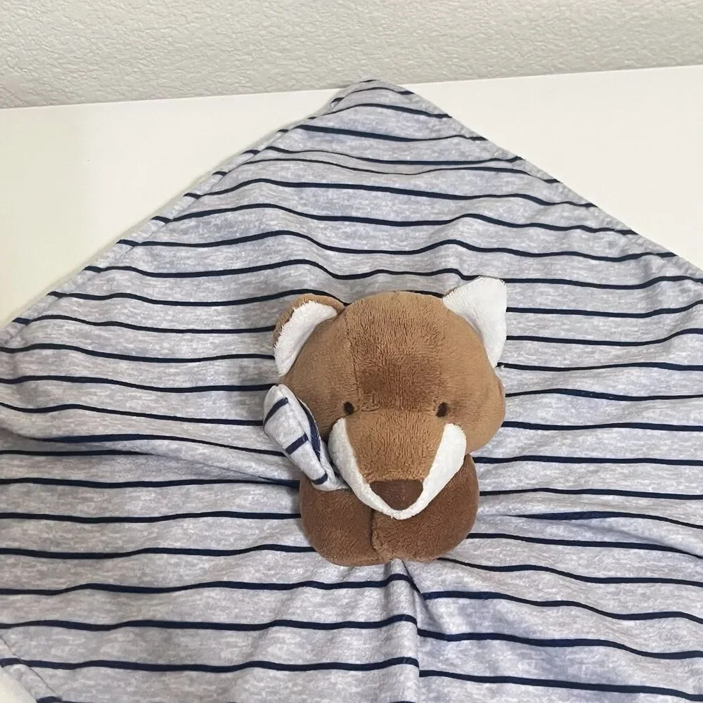 Carter's Just One You Gray Striped Fox Security Blanket Lovey Lovie Blankie
